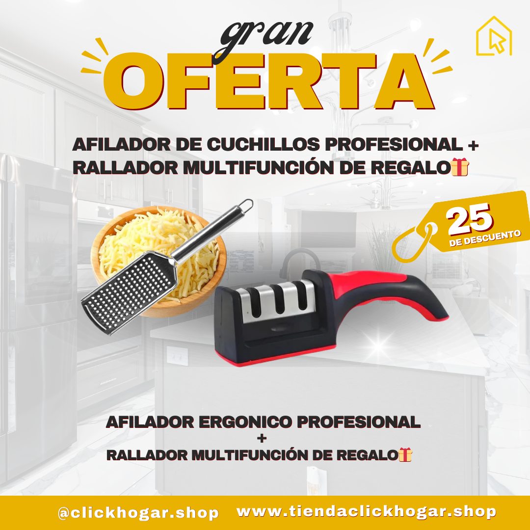 AFILADOR DE CUCHILLOS PROFESIONAL + RALLADOR MULTIFUNCIÓN DE REGALO🎁