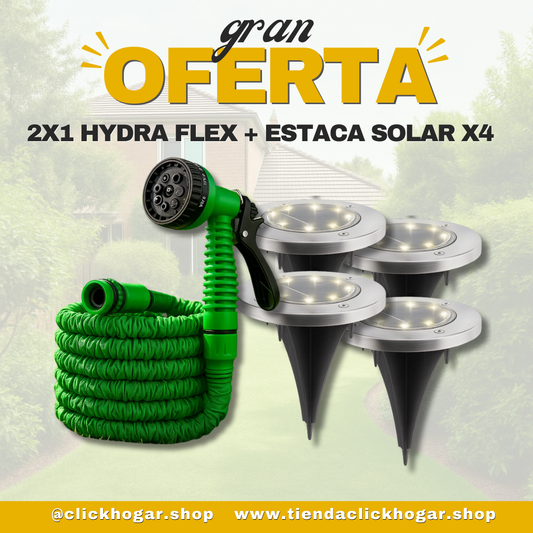 2X1 Manguera Extensible HydraFlex® + ESTACAS SOLAR X4