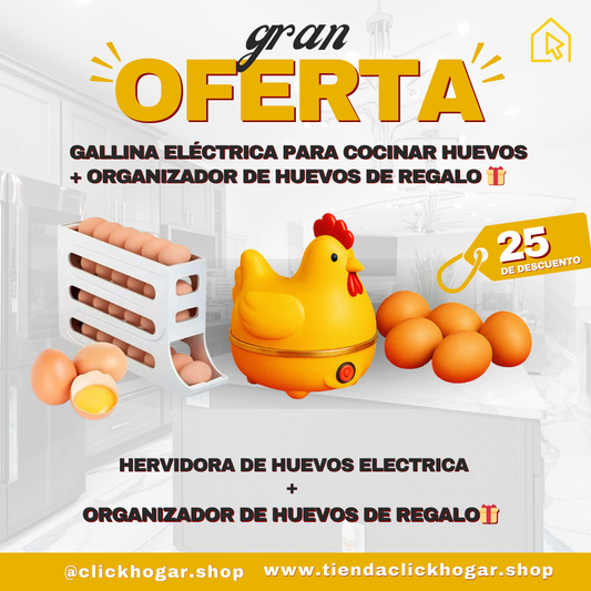 OFERTA EXCLUSIVA: Gallina™ - eléctrica para cocinar huevos + Organizador de huevos premium